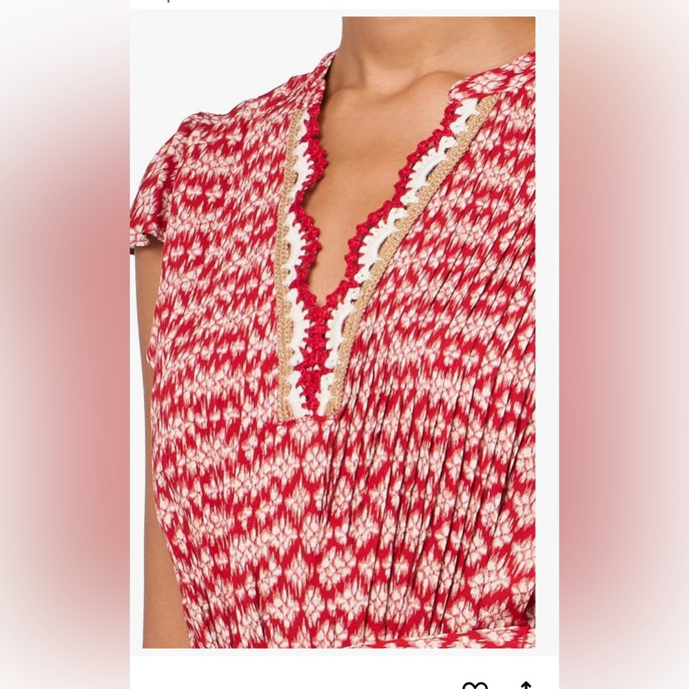 Nautica Red and Cream Patterned Midi Dress